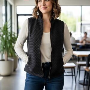 J. Jill Black Quilted Vest for Women